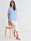 Ella J Stripe Short Sleeve V-Neck Top, Blue & White product photo View 03 S