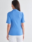 Ella J Ribbed Polo Tee, Periwinkle product photo View 02 S