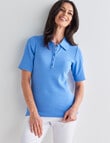 Ella J Ribbed Polo Tee, Periwinkle product photo View 05 S