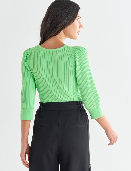 Whistle Puff Sleeve Rib Knit Top, Apple product photo View 02 L