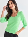 Whistle Puff Sleeve Rib Knit Top, Apple product photo View 06 S