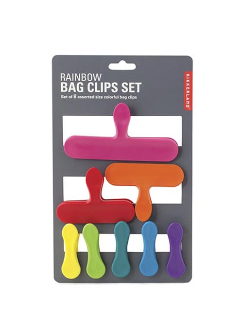Kikkerland Impulse Rainbow Bag Clip, Assorted Sizes, Set of 8 product photo