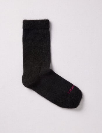 NZ Sock Co. Possum Merino Crew Sock, Black, 4-9 product photo