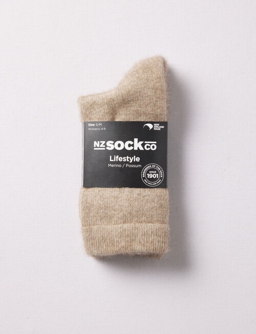 NZ Sock Possum Merino Crew Sock, Natural, 4-9 Socks