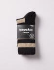 NZ Sock Co. Stripes Possum Merino Crew Sock, Black & Natural, 4-9 product photo View 02 S