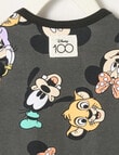 Licensed Disney 100 Spotted Faces Short-Sleeve Bodysuit, Charcoal product photo View 02 S