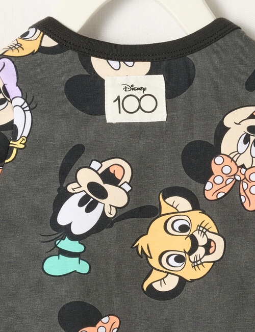 Licensed Disney 100 Spotted Faces Short-Sleeve Bodysuit, Charcoal product photo View 02 L