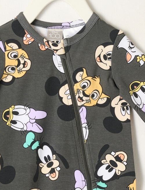 Licensed Disney 100 Spotted Faces Sleepsuit, Charcoal product photo View 03 L