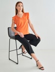 Oliver Black Short Sleeve V-Neck Shell Top, Orange product photo View 03 S