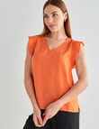 Oliver Black Short Sleeve V-Neck Shell Top, Orange product photo