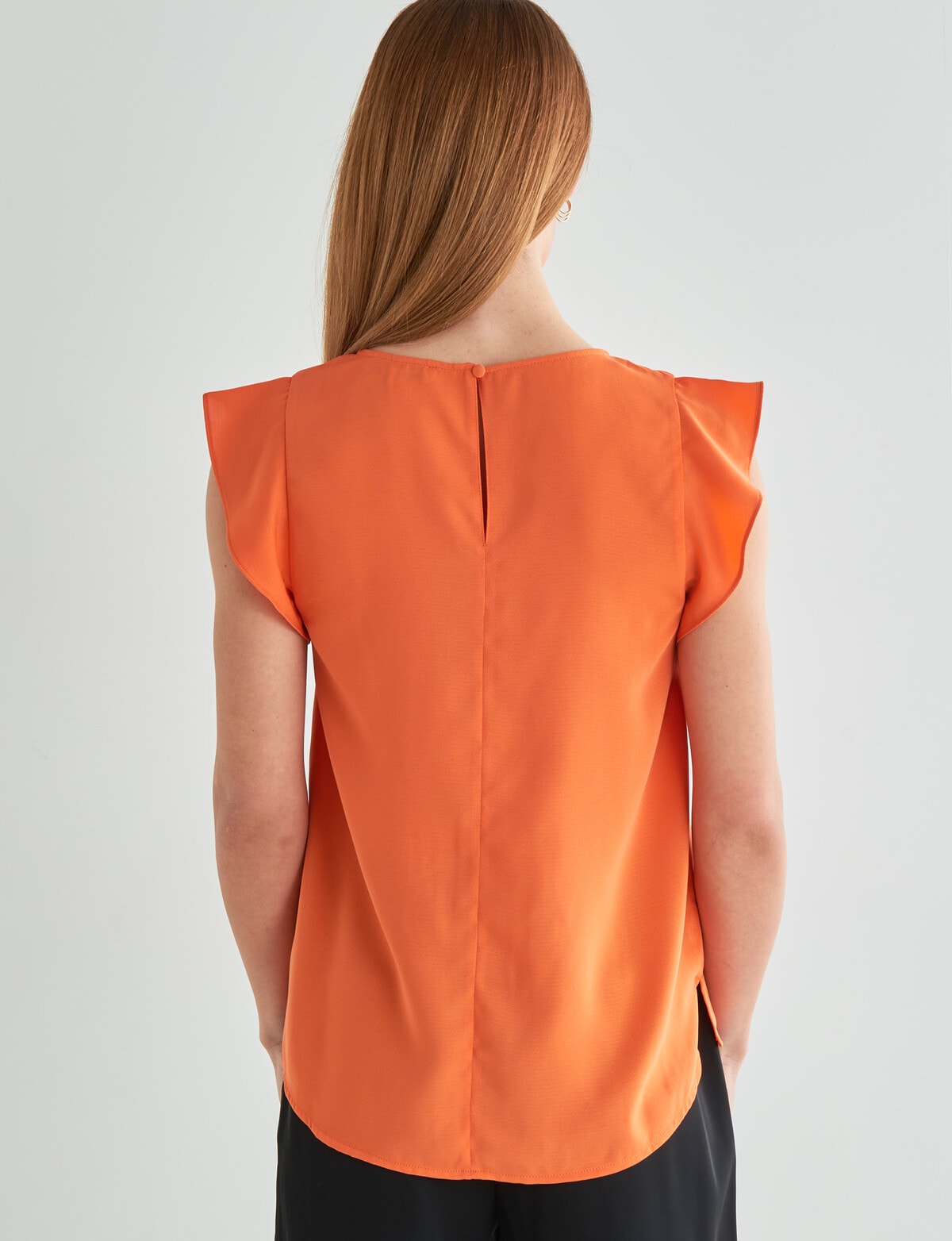 Top, Short - V-Neck Shell Tops Oliver Orange Sleeve Black