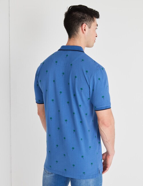 Gasoline Palms Pique Polo Shirt, Blue product photo View 02 L