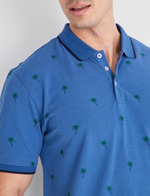 Gasoline Palms Pique Polo Shirt, Blue product photo View 04 L