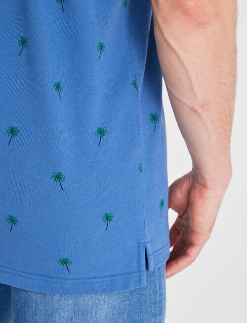 Gasoline Palms Pique Polo Shirt, Blue product photo View 05 L