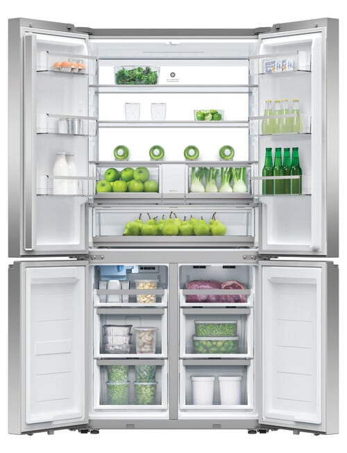 Fisher & Paykel 690L Quad Door Fridge Freezer with Ice & Water, Stainless Steel, RF730QNUVX1 product photo View 03 L