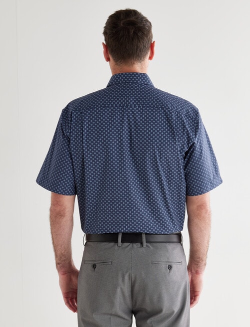 Chisel Formal Geometric Ditsy Short Sleeve Shirt, Indigo product photo View 02 L