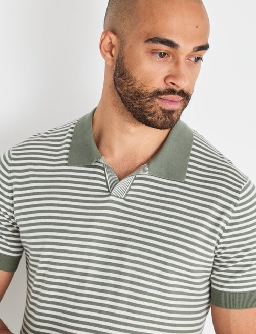 L+L Venice Stripe Polo Shirt, Sage product photo View 04 L