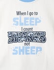 Sleep Mode Counting Sharks Knit Woven PJ Set, White & Blue, 2-8 product photo View 02 S