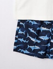 Sleep Mode Counting Sharks Knit Woven PJ Set, White & Blue, 2-8 product photo View 03 S