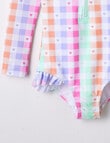 Wavetribe Gingham Long Sleeve Rash Suit, Mint product photo View 02 S