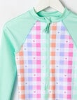 Wavetribe Gingham Long Sleeve Sunsuit, Mint product photo View 02 S