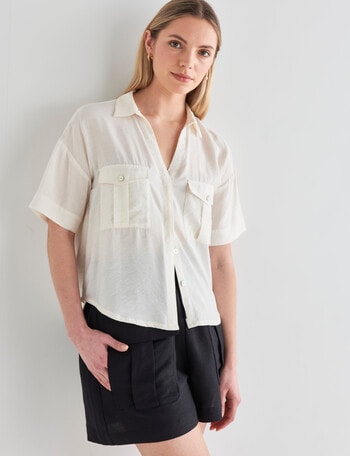 Mineral Dali Short Sleeve Swing Shirt, Bone product photo