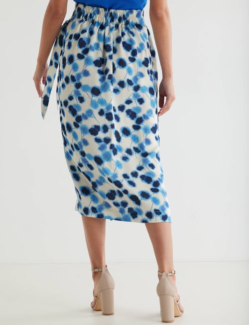 Whistle Printed Tie Side Wrap Skirt, Azure product photo View 02 L