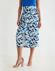 Whistle Printed Tie Side Wrap Skirt, Azure product photo View 03 S