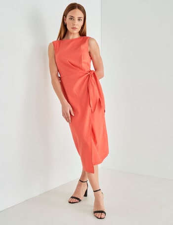 Oliver Black Cap Sleeve Wrap Dress, Coral product photo