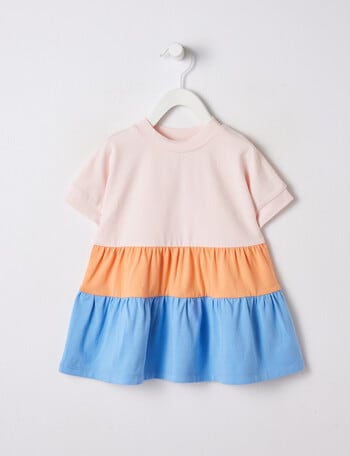 Teeny Weeny Short Sleeve Tiered Knit Dress, Pink Candy product photo