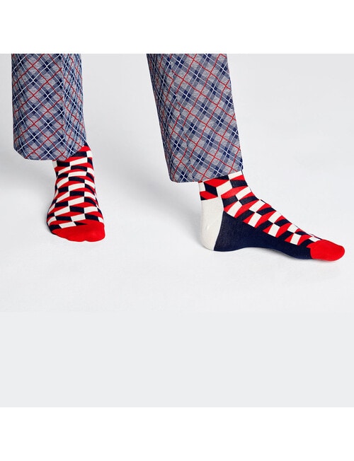 Happy Socks Filled Optic Sock, Navy, Red & White product photo View 02 L
