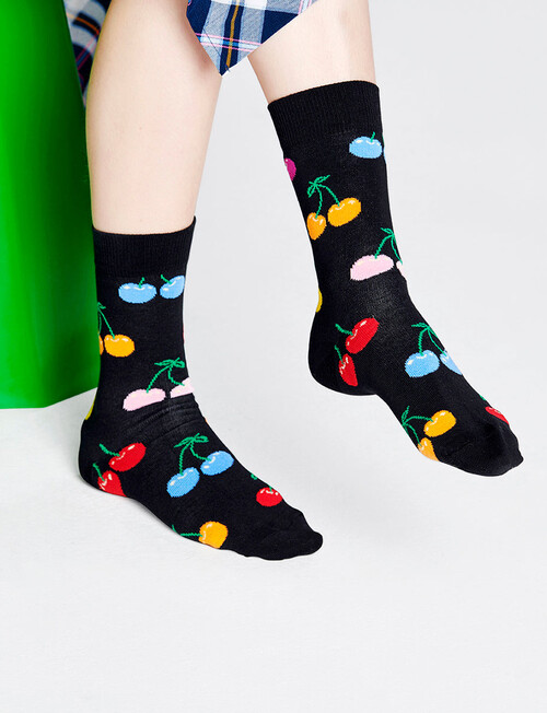 Happy Socks Cherry Sock, Black product photo View 02 L