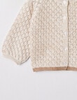 Teeny Weeny Christmas Party Knit Crew Cardigan, Eggshell White product photo View 02 S