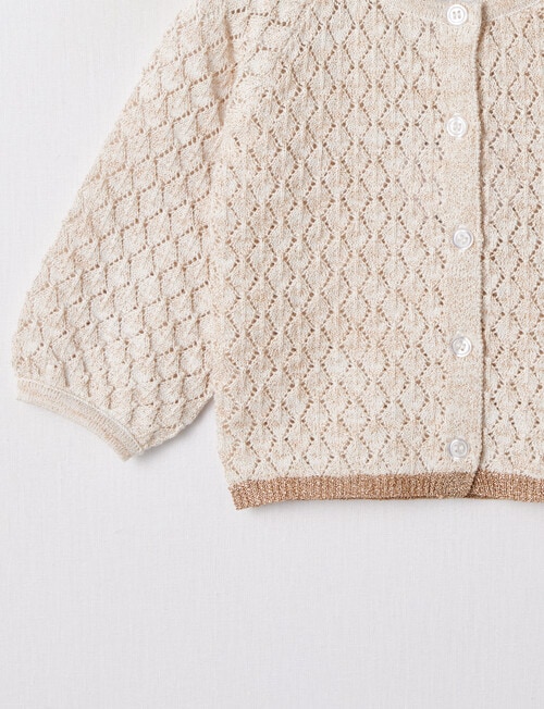 Teeny Weeny Christmas Party Knit Crew Cardigan, Eggshell White product photo View 02 L