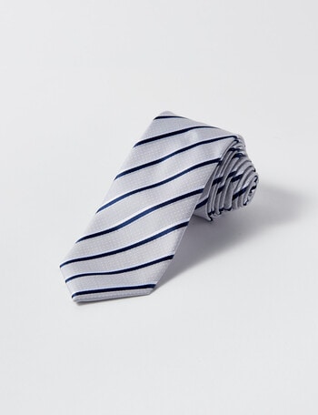 Laidlaw + Leeds Fancy Stripe Tie 7cm, Silver product photo
