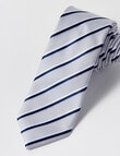 Laidlaw + Leeds Fancy Stripe Tie 7cm, Silver product photo View 02 S