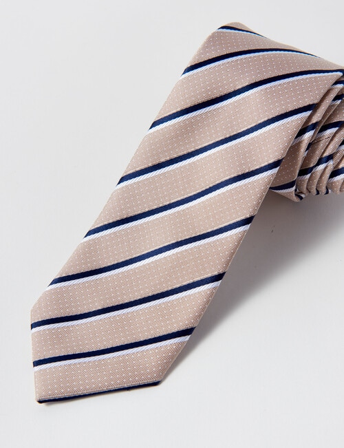 Laidlaw + Leeds Fancy Stripe Tie 7cm, Sand product photo View 02 L