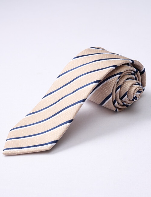 Laidlaw + Leeds Fancy Stripe Tie 7cm, Sand product photo View 03 L