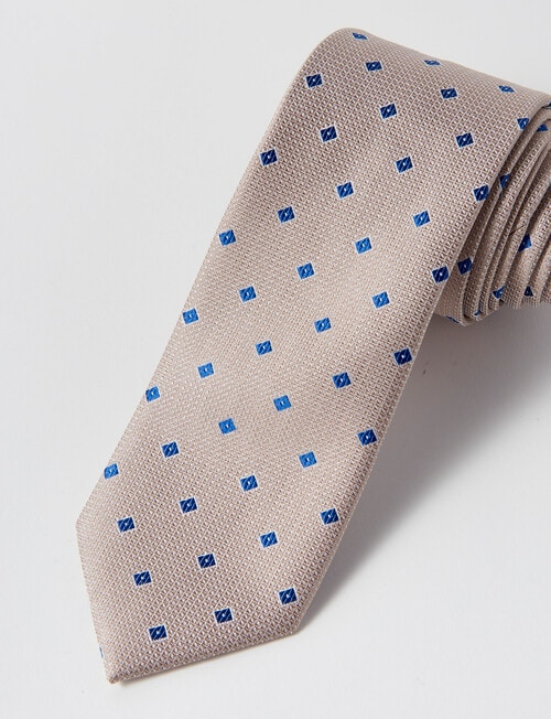 Laidlaw + Leeds Dobby Geometric Tie, 7cm, Sand product photo View 02 L