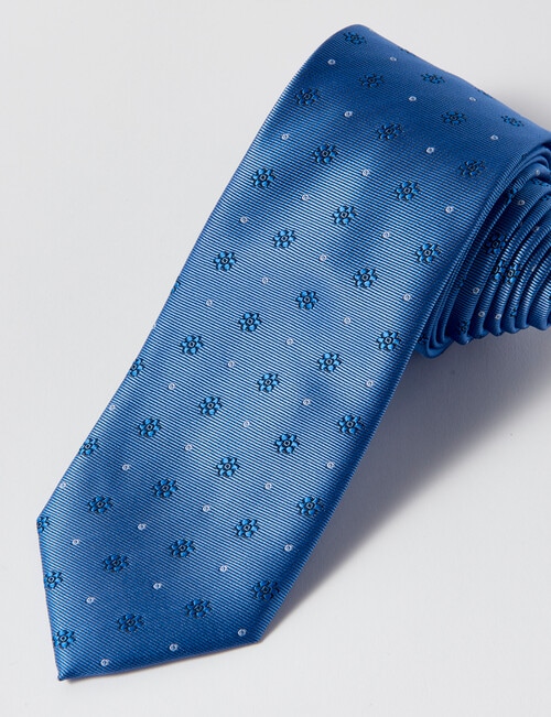Laidlaw + Leeds Dobby Floral Tie, 7cm, Blue product photo View 02 L
