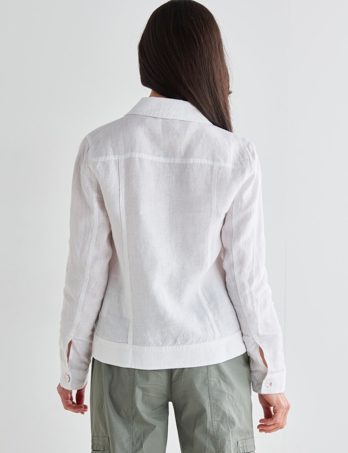 Ella J Casual Linen Jacket, White - Coats & Jackets