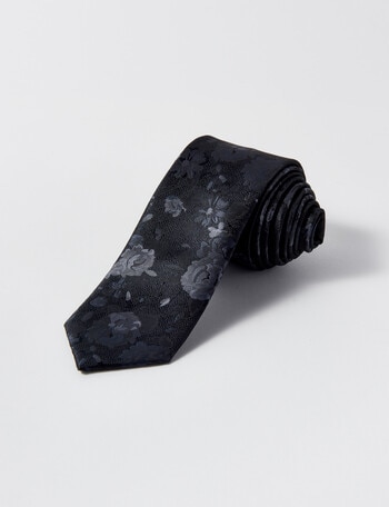 Laidlaw + Leeds Fancy Floral Tie, 7cm, Black product photo
