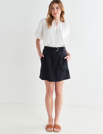 Zest Linen Utility Skirt, Black product photo