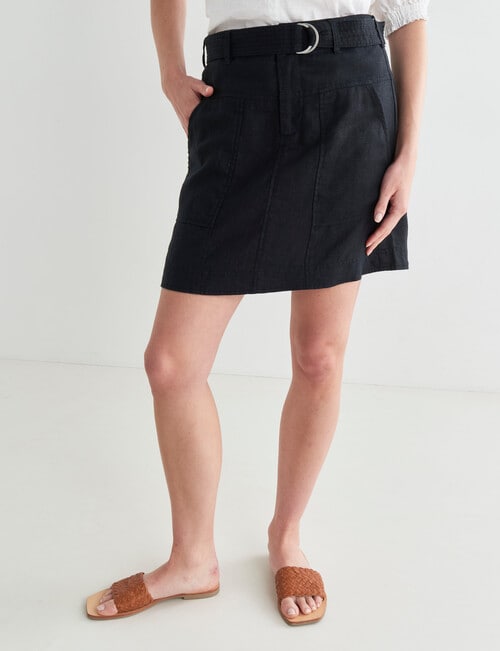 Zest Linen Utility Skirt, Black product photo View 05 L