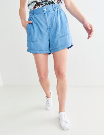 Zest Holiday Shop Chambray Lyocell Short, Mid Blue product photo