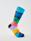 Mazzoni Rainbow Argyle Cotton-Blend Dress Sock, Blue product photo