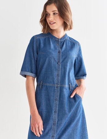 Jigsaw Indigo Short Sleeve Shirt Dress, Denim Wash product photo