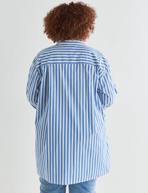 Studio Curve Stripe Oversized Shirt, Blue & White product photo View 02 L