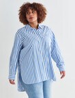 Studio Curve Stripe Oversized Shirt, Blue & White product photo View 05 S