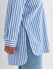 Studio Curve Stripe Oversized Shirt, Blue & White product photo View 06 S